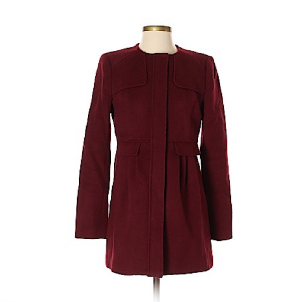 Loft Babydoll Red Wool Coat, Sz XXSP